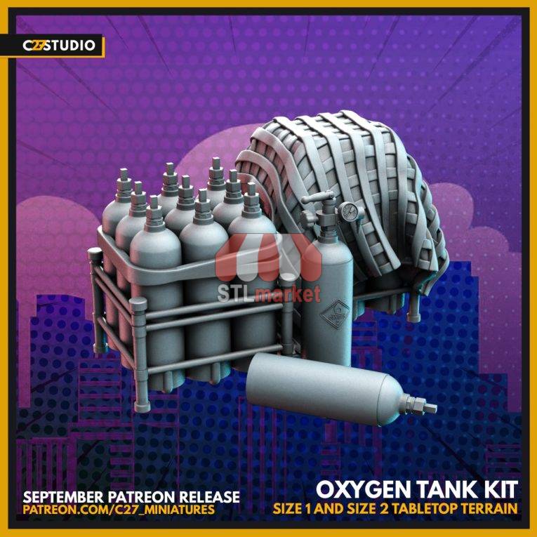 Oxygen tank kit size 1 and size 2 tabletop terrain stl download